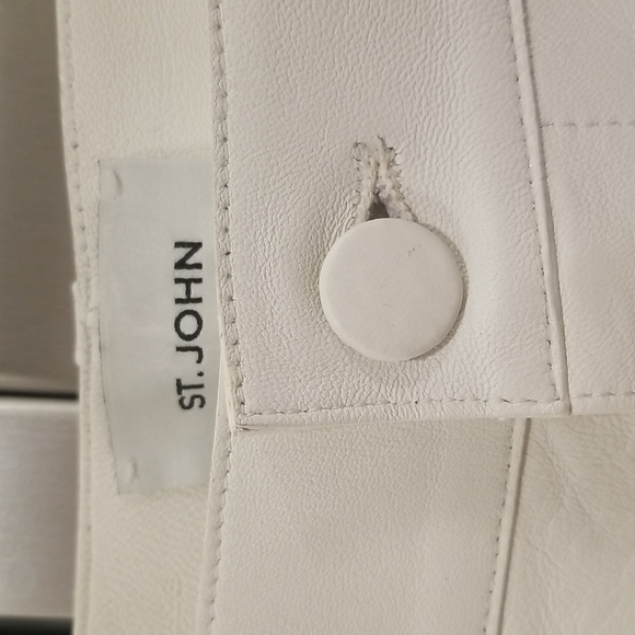 💕ST. JOHN💕 100% Leather Pants High Rise ~ Ecru White 12 NWOT - Picture 6 of 10